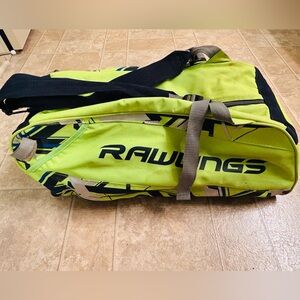 Yellow-green Rawlings baseball duffle.